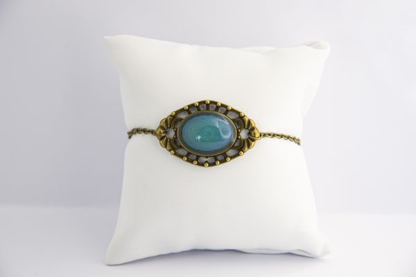 Bracciale con inserto aquamarine perlato