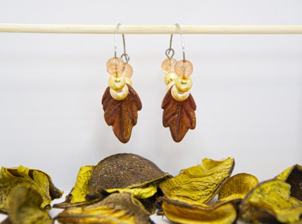Orecchini con ciondolo foglia