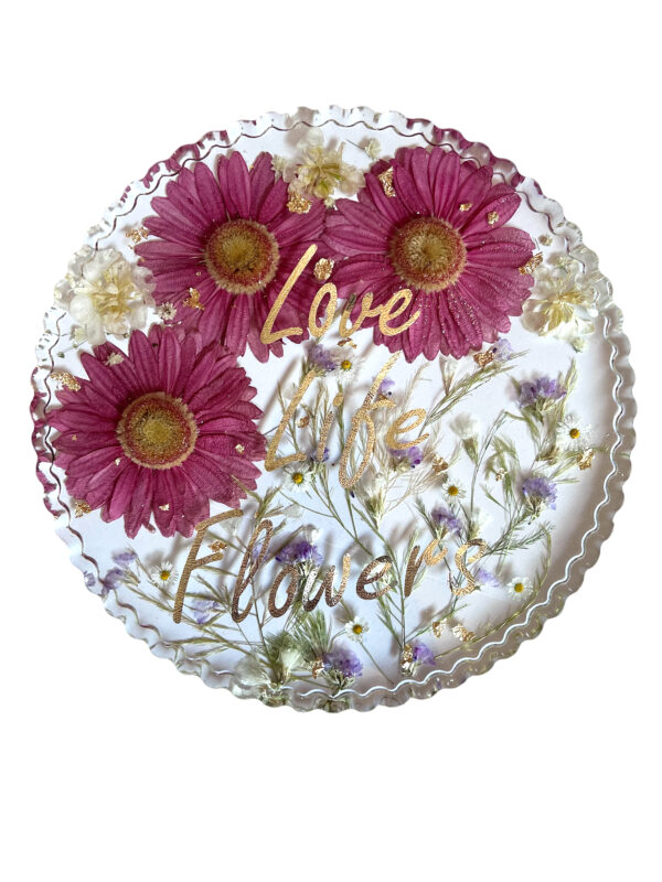 Piatto decorativo floreale in resina