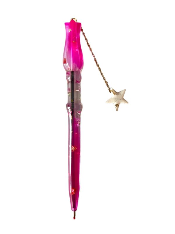 Segnalibro e penna in resina magenta - immagine 3