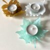 Set foglie portacandele in resina dai colori delicati